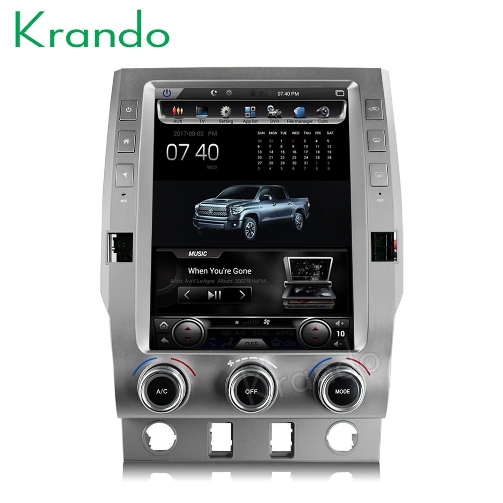 Discount Krando Android 7.1 12.1" tesla Vertical screen car multimedia player GPS for Toyota Tundra 2014-2018 radio player navigation BT 3