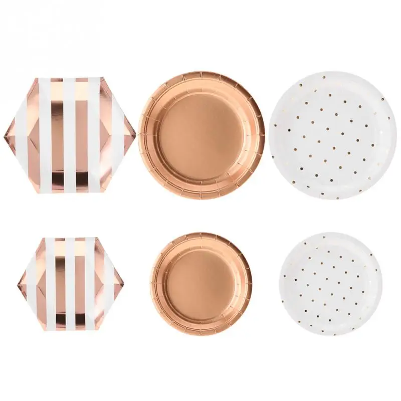 

8pcs/ Set Paper One-off Disposable Plate Dish Outdoors Cake Dish Disposable Paper Plates Baby Shower Favors