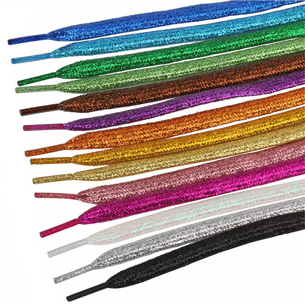 1 Pair 120cm Shiny Shoelaces Glitter Flat Sparkly Colors Shimmering Shoes Laces Hip Hop Punk Shoelace Candy Color Sneakers Laces
