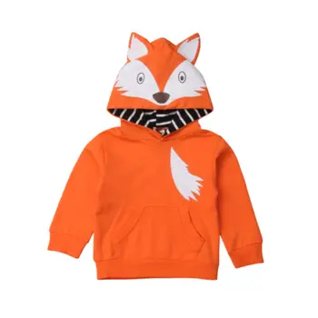 

Cartoon Newborn Baby Boy Girl Long Sleeve Fox Hooded Sweatshirt Hoodies Tops Baby Clothes