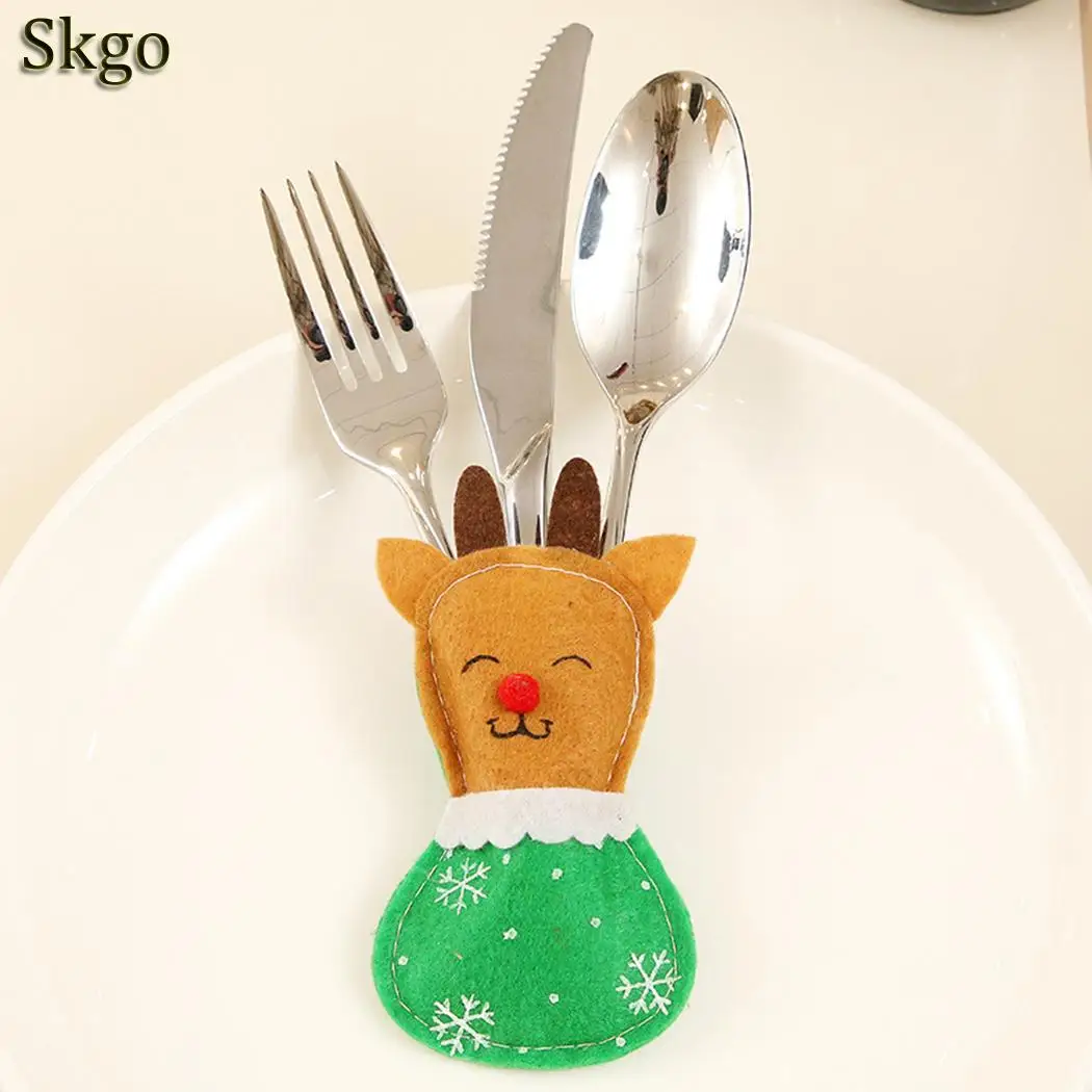 

Cover Style Snowman Table Decorations Bag Home Decoration Elk Cute As 1pcs Knife Christmas Picture Fork Old