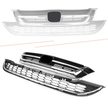 

ABS Auto Car Front Bumper Upper Grille+Lower Grill For Honda CRV CR-V 2010 2011 10 11 Black Chrome