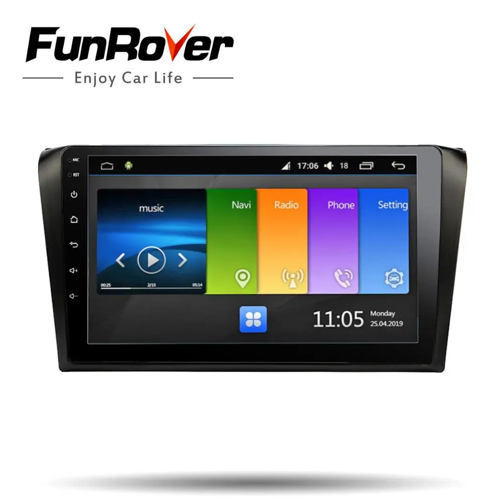 Sale FUNROVER 2.5D+IPS android 9.0 car radio multimedia player for mazda 3 mazda3 2004-2009 tape recorder dvd gps navigation stereo 2