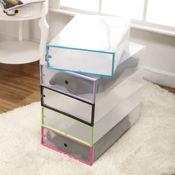 

1 pc Durable Thicken Plastic Boots Storage Box Transparent Shoes Organizer Holder Shoebox with Frame Storage Box Random Color