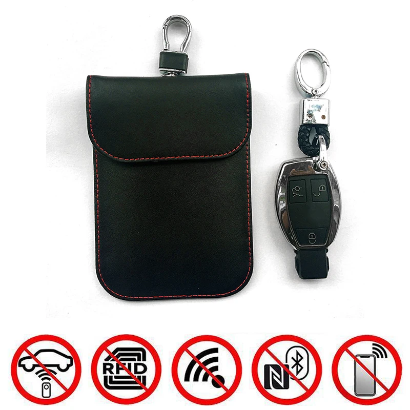 

Anti-theft RFID Signal Blocking Shielding Car Remote Key Cover Case Pouch Bag Black