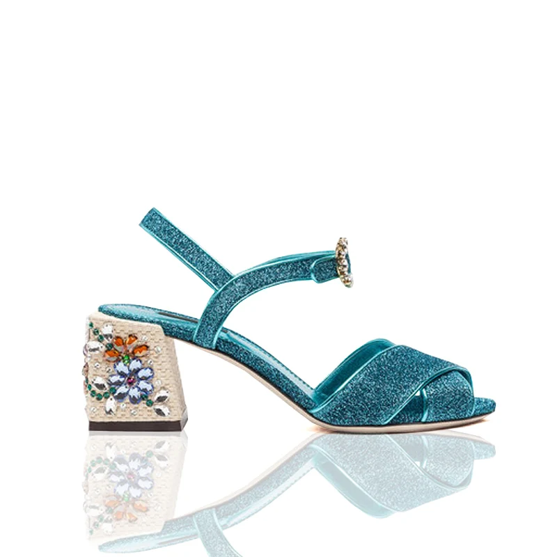 

Unqiue Design Ladies Bling Bling Summer Sandals Crystal Heel Fashion Shoes Women 2019
