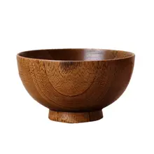 KSFSWooden Bowls tazón de sopa de madera recipiente de comida saludable Vintage accesorios de vajilla de cocina