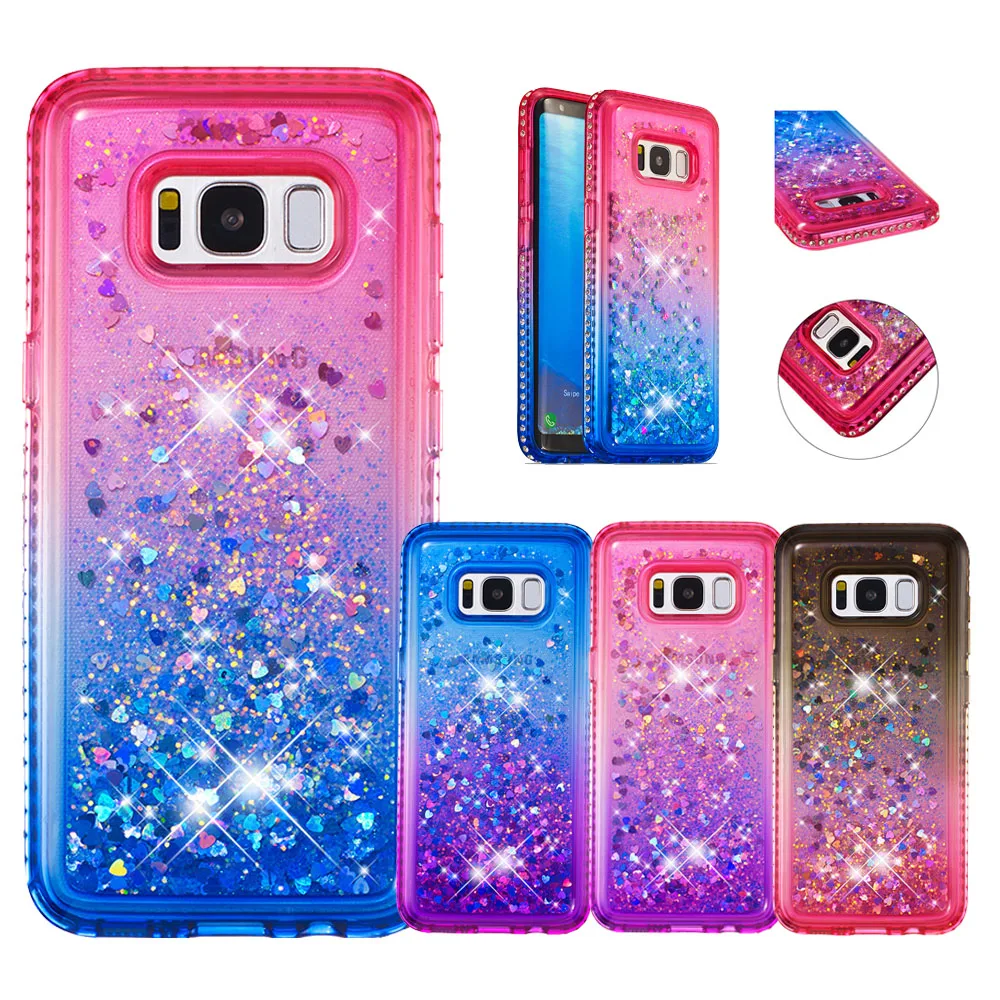 Для Samsung Galaxy S8 Plus S9 чехол силиконовый Блестящий градиент зыбучий песок мягкий TPU