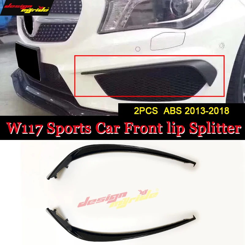 

CLA-W117 Sports Car Front Lip Splitters Wing Spoiler For Benz W117 CLA180 Air Flow Vent 2-pcs ABS Front Lip Splitters 2013-2018