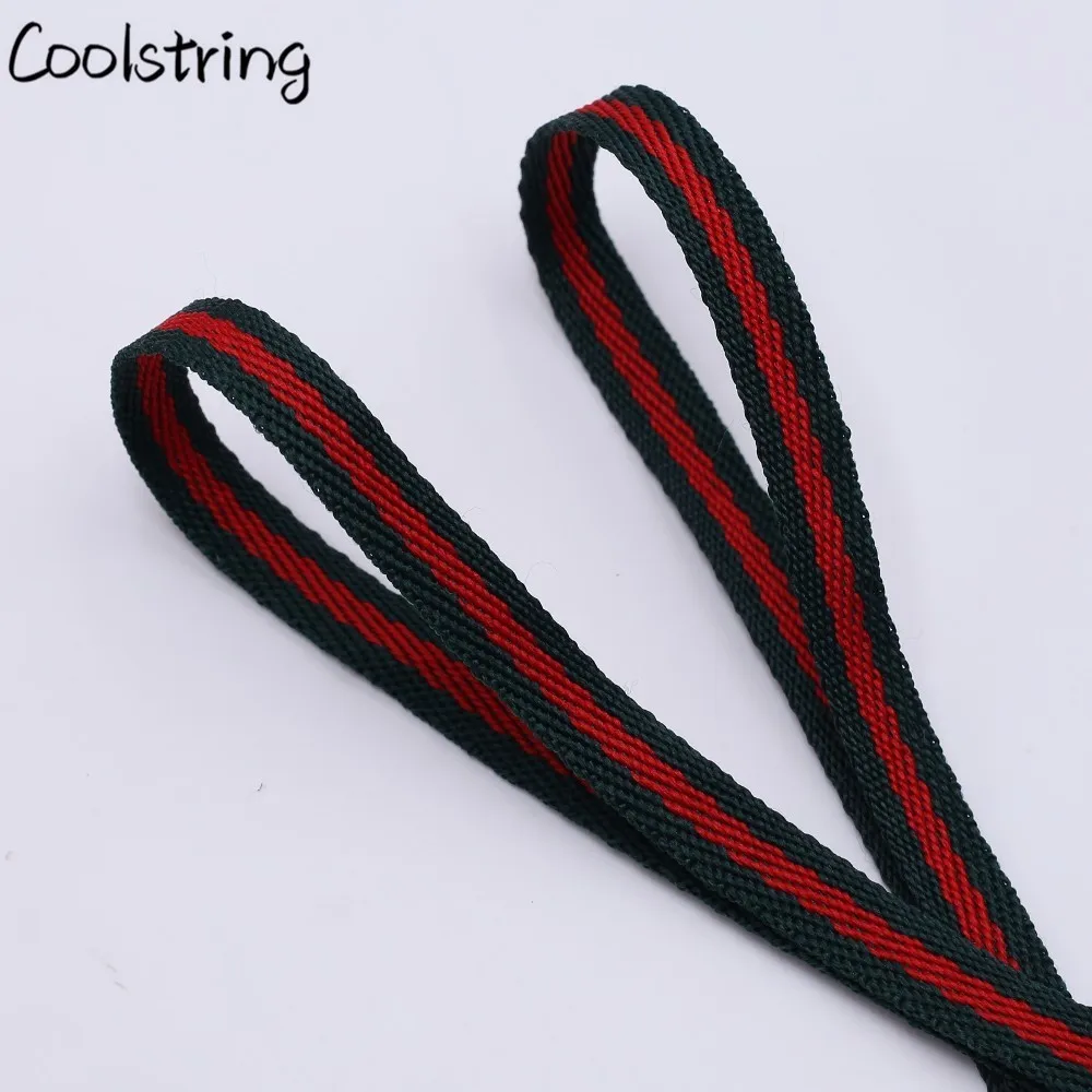 Coolstring Classic 8mm Green Red Ribbon Shoelaces Polyester Flat Laces Single Layer Shoestrings Plastic Tips DIY Replacement