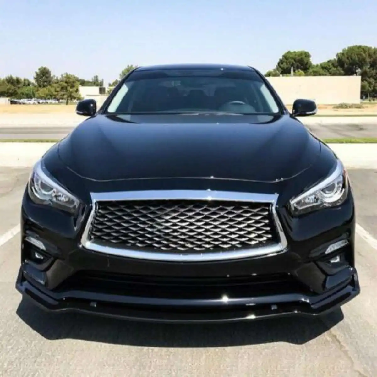 Parachoques delantero del alerón del coche de 3 piezas para el modo Base del Infiniti Q50 2018 solo piezas exteriores anticolisión negro brillante chin Spoiler
