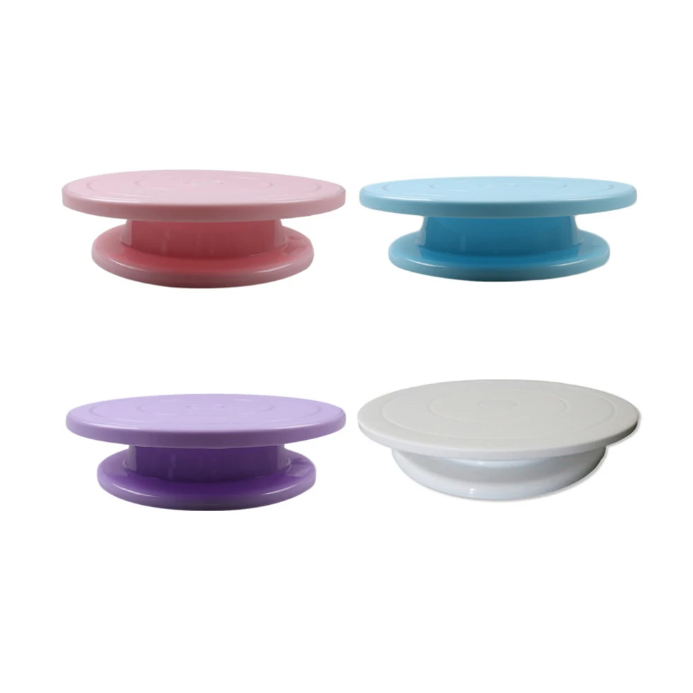 

1pc PP Plastic Cake Stand DIY Cakes Decoration Turntable Manually Rotating Round Shape Cake Turntable Baking Tools