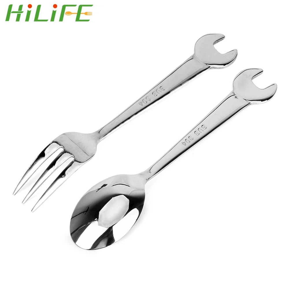 

HILIFE Cooking Accessories Wrench Shape Spanner Spoon Fork Tableware Kitchen Tools Dinnerware Stainless Steel