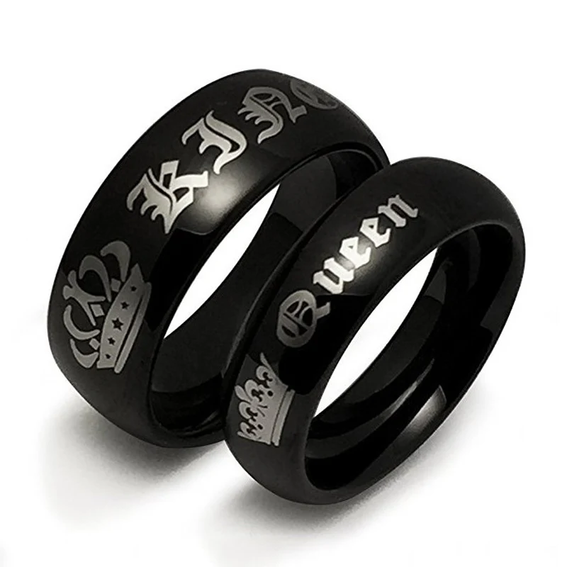 Best Stainless Steel High Quality 3Colors Couple Rings 1PC New Lovers Allergy Free Drop Shipping King Women Sale Queen Men Gifts