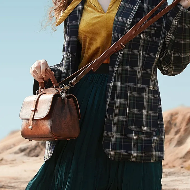 

2019 New retro Women lock bag first layer cowhide leather female shoulder bag handmade Small Totes handbag Messenger bag Vintage