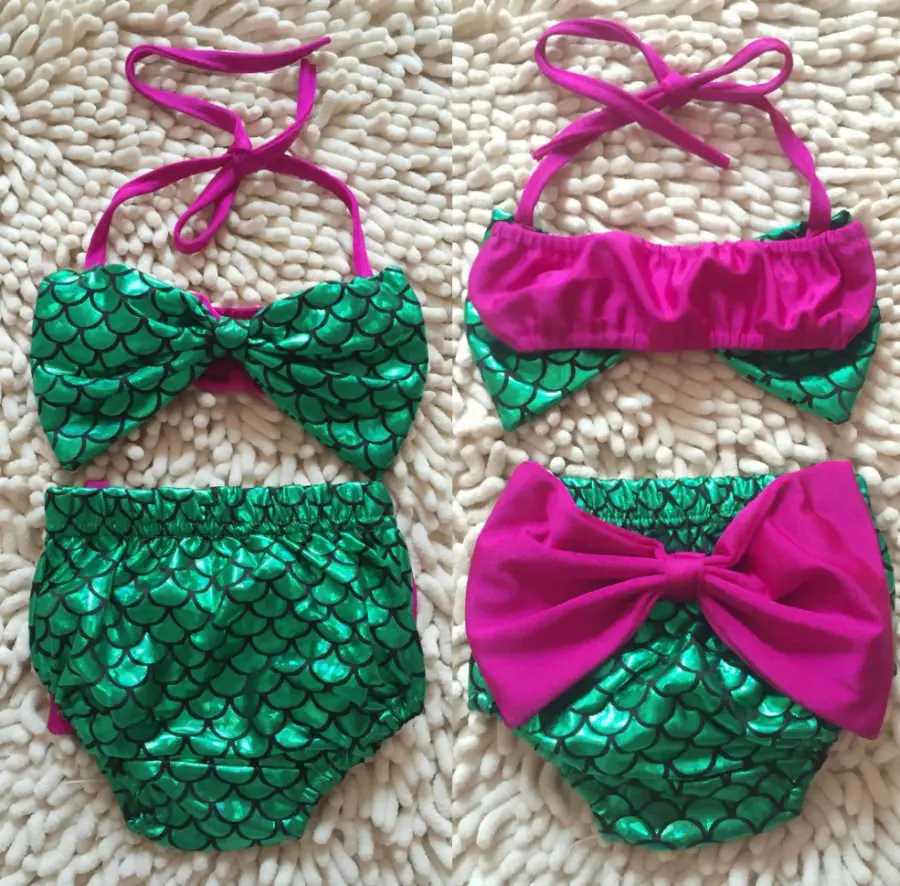 Набор бикини Русалка купальный костюм с бантом для маленьких девочек купальный костюм из двух предметов пляжная одежда летняя одежда