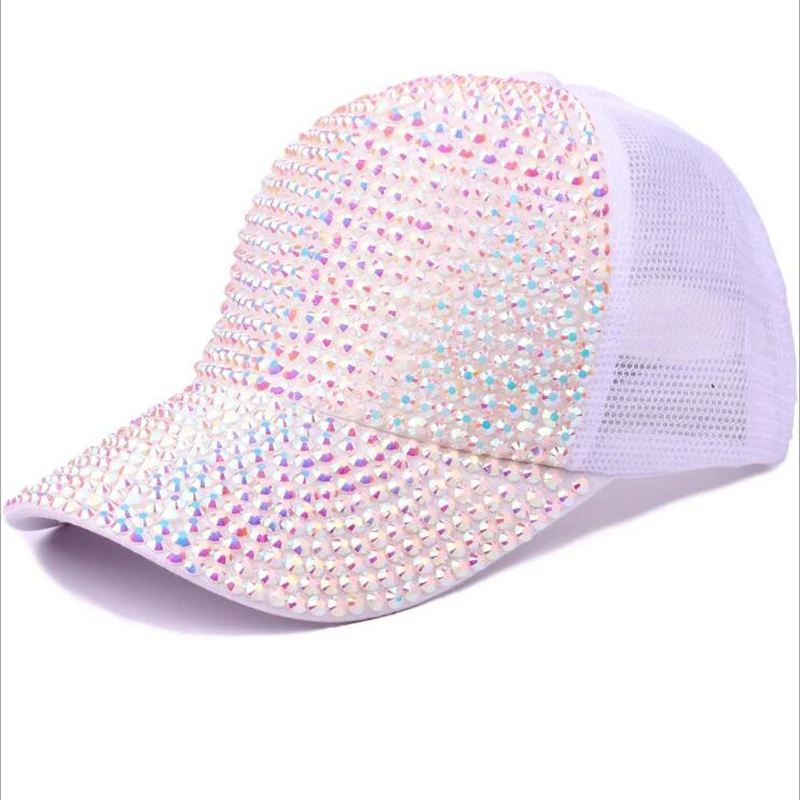 الراين لؤلؤ فاخر الترتر قبعة بيسبول للنساء الصيف القطن قبعة الفتيات سنببك الهيب هوب قبعة Gorras Casquette العظام