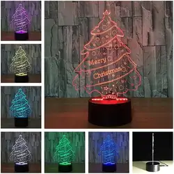 Рождество дерево светодио дный 3D светодиодный ночник Multi цвет Touch управление Декор настольная лампа подарок
