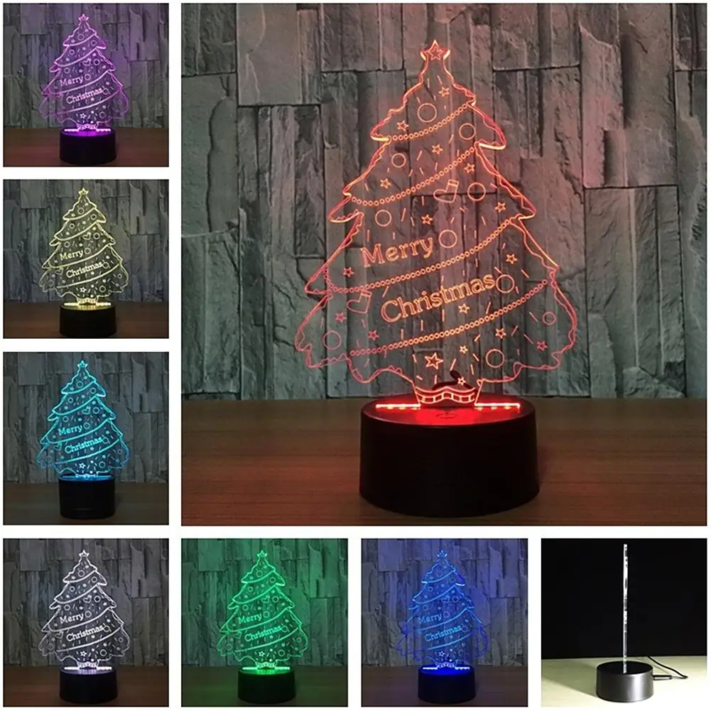Christmas Tree 3D LED Night Light Multi Color Touch Control Decor Desk