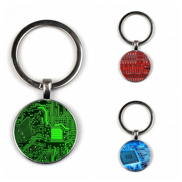

Glass Keychain Circuit Board Keychain Handmade Photo Keychain PCB Designer Keychain Layout Engineer's Gift