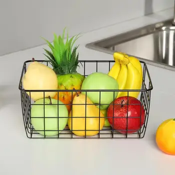 

Iron Art Wire Wrought Storage Basket Household Desktop Metal Organizer Holder Bathroom Kitchen Toy Fruit Sundries Container