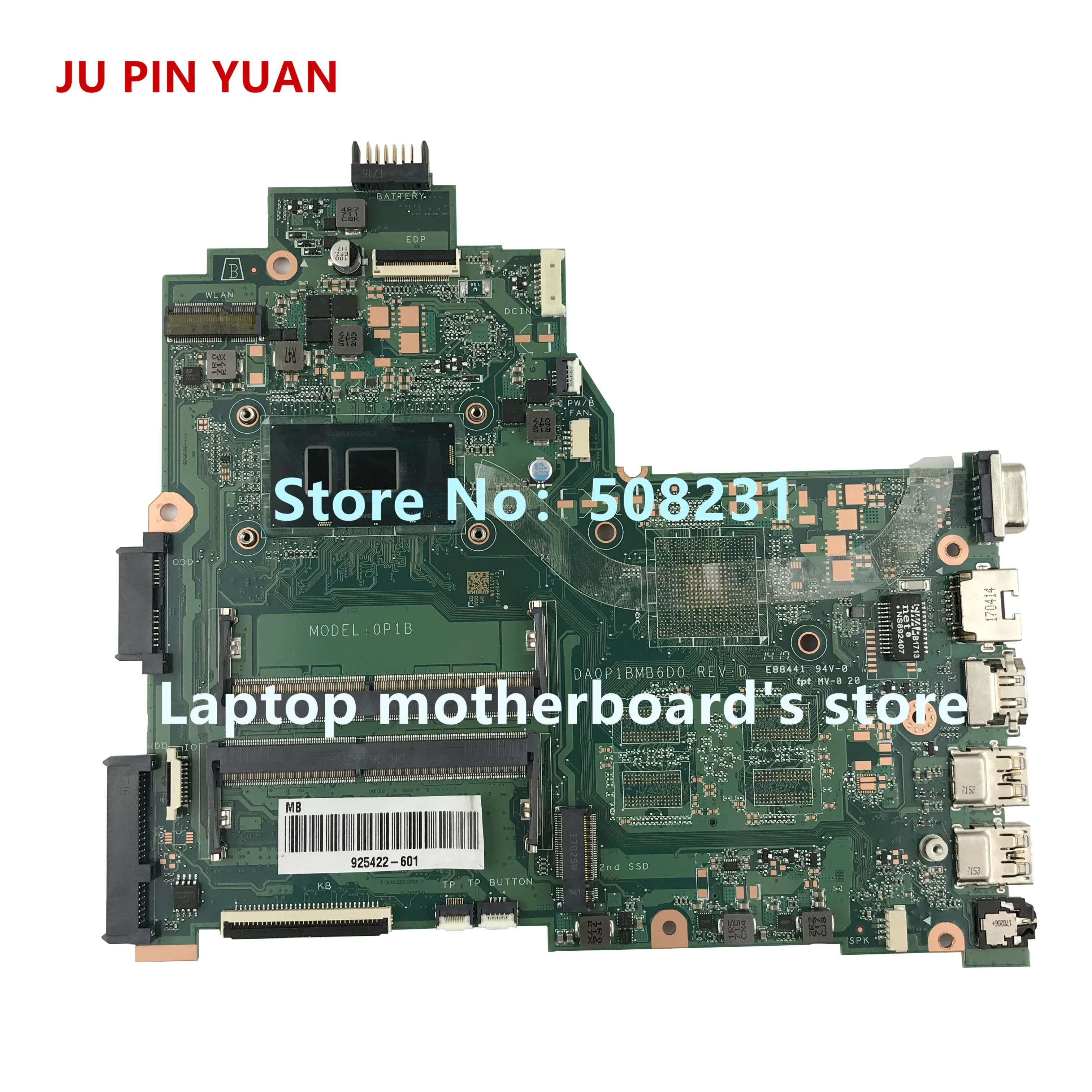 wonderful  JU PIN YUAN 925422-601 DA0P1BMB6D0 mainboard for HP Laptop 14-BS 240 G6 14-bs568TU laptop motherboa