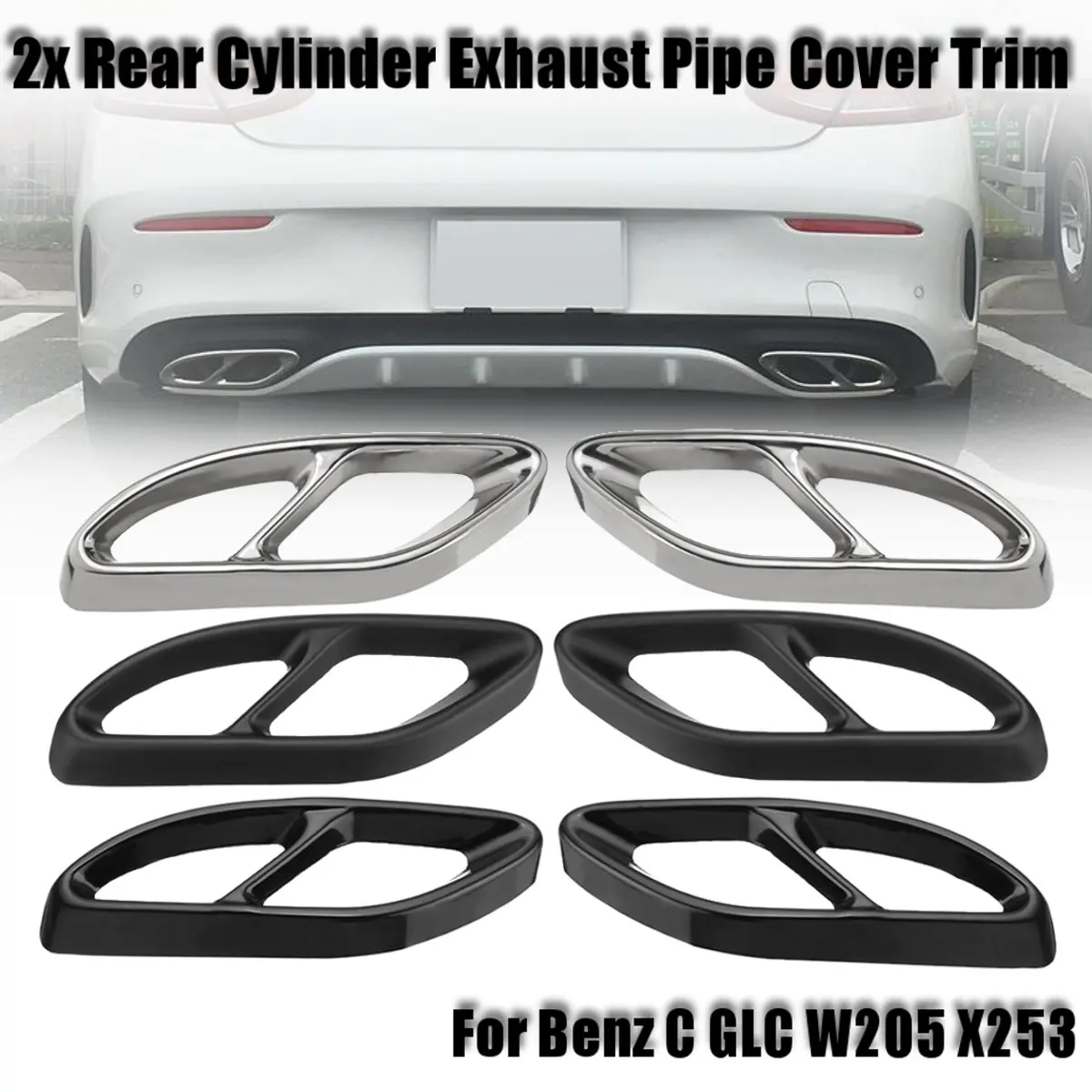 font b Car b font Auto Rear Dual Exhaust Pipe Stick Cover For Benz C