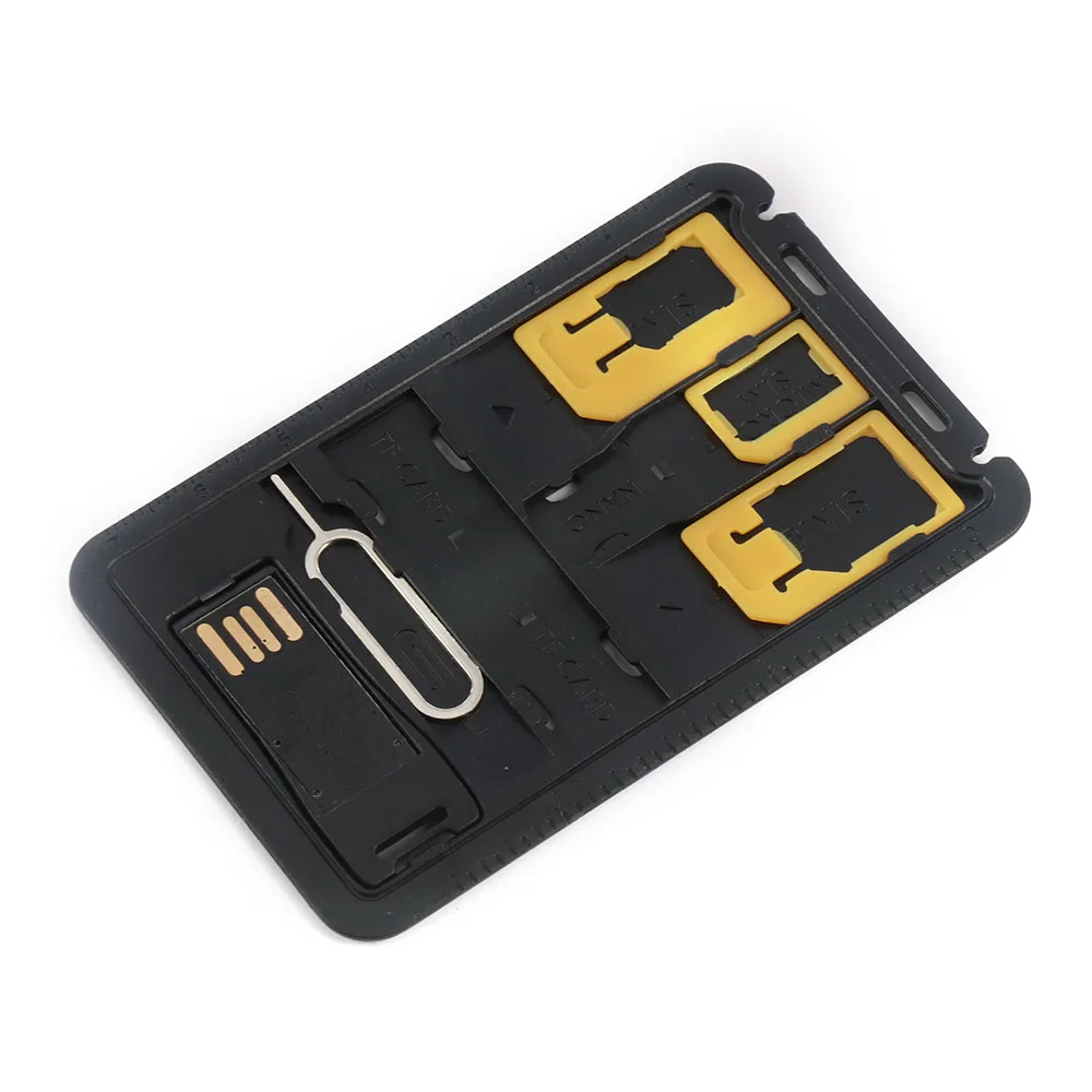 

5 In 1 Portable Mini SIM Card Holder Storage Case Kits For Nano Micro SIM Memory Card Reader Case Cover Connector