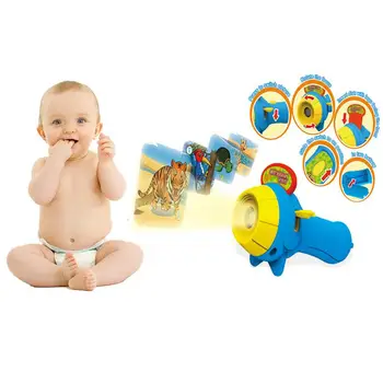 

Children's Flashlight Projection Lamp Glowing Early Education Toy Baby Sleep Story Projector Preschool Early Recognize Teach Toy