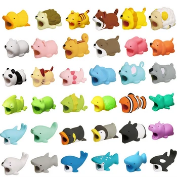 

1pcs kawaii Cable Bite Animal for iphone Protector Shaped Winder Dog Bite Phone Accessory Prank Toy Funny