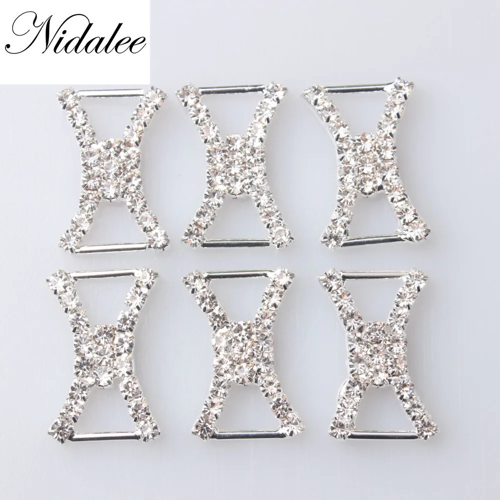 

25mm Rhinestone Brass Buckle Embellishment DIY Accessories Decoration Wedding Invitations Card For Ribbon Slider