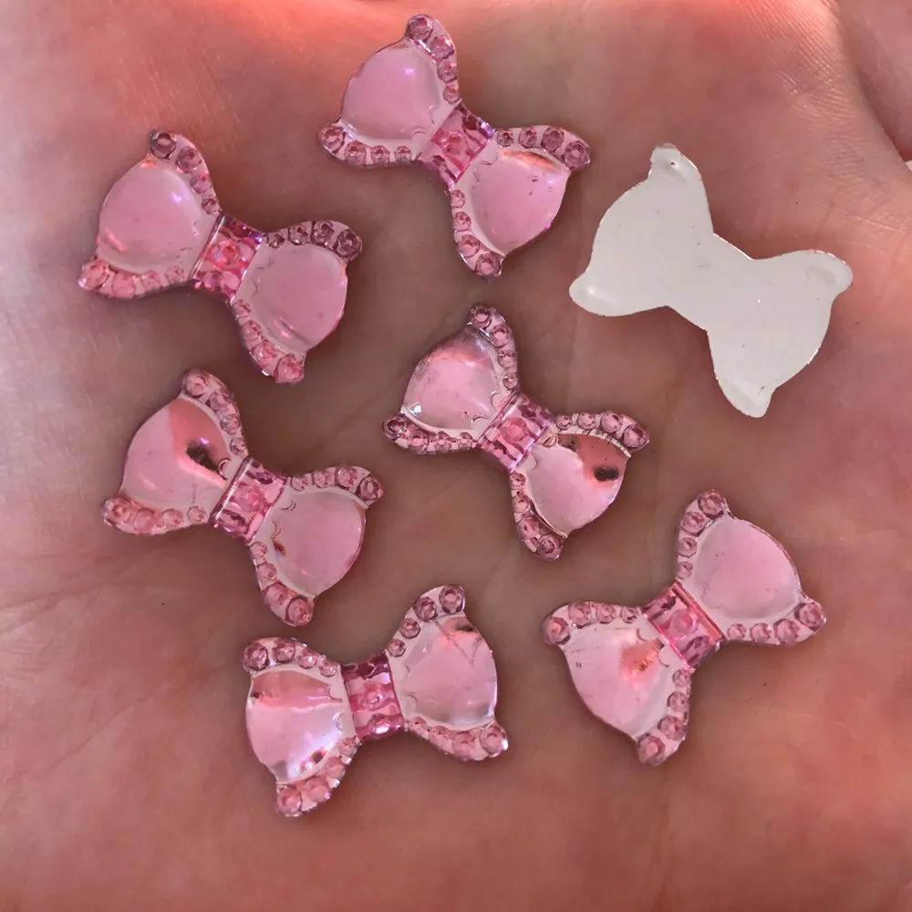 40pcs Shiny Resin 14mm*20mm BOW FlatBack Rhinestone Wedding DIY Hair Ornamen R513 jewelry making supplies