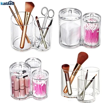 

2 /3 Barrels Acrylic Cotton Swabs Organizer Box Cosmetic Remover Paper Storage Holder Makeup Storage Box Cotton Pads Container