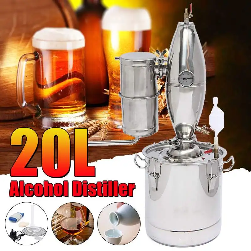 

20L DIY Home Distiller Moonshine Alcohol Stainless Copper Water Wine Essential Oil Brewing Kit