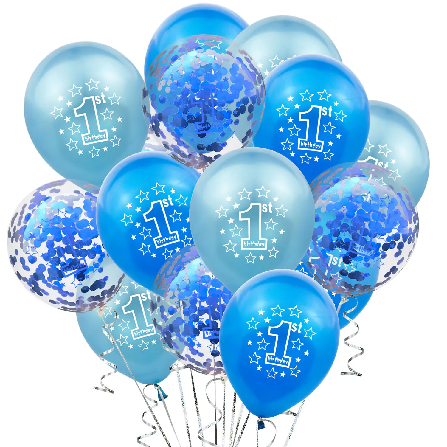 

ZLJQ 1st Happy Birthday Confetti Latex Balloon Baby Boy Girl Party Decorations 1 Year Supplies First Birthday For Kid Party