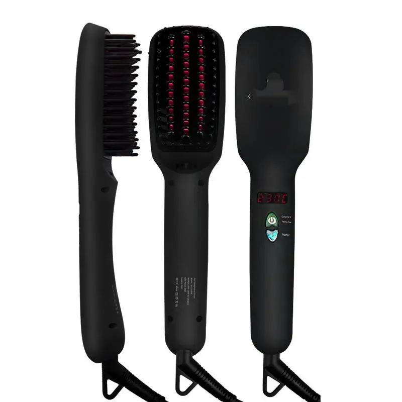

2-in-1 Negative Ion Hair Straightener Comb MCH Ceramic Heating LED Display 5-level Adjustable Hair Styling Brush