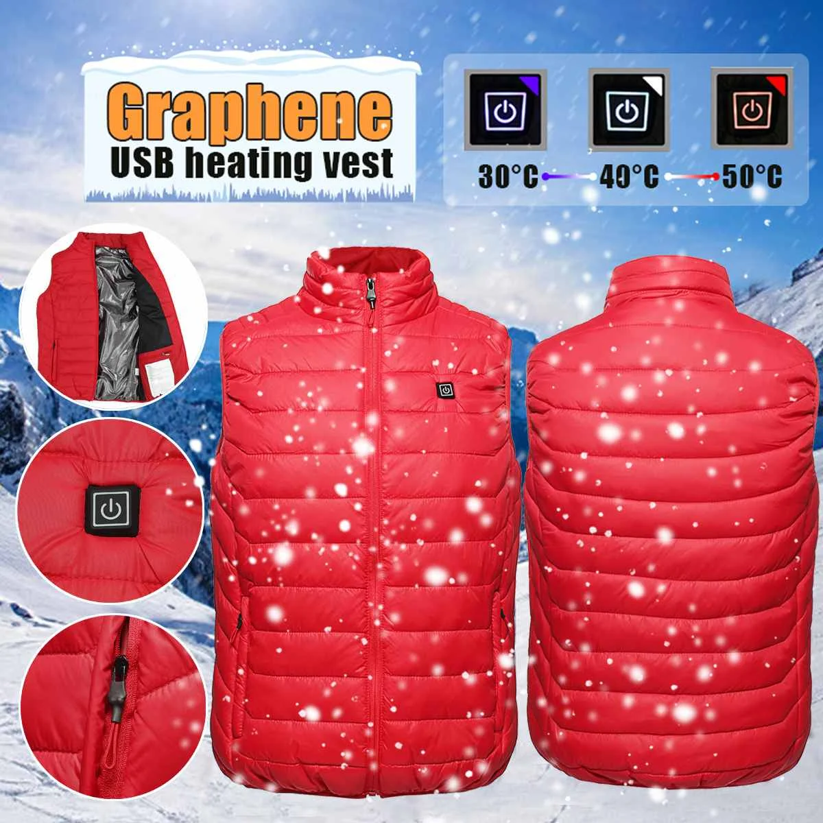 

Graphene New Smart USB Heating Vest Safety Intelligent Thermostatic Heating Vest Outdoors Winter M/L/XL/2XL/3XL/4XL/5XL