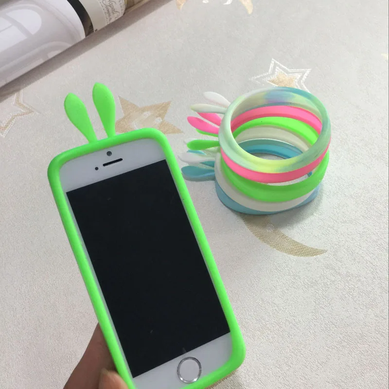 

New Rabbit Ear Cartoon Universal Girl Soft Silicone Protector Bumper Frame Case Cover Ring For iPhone For Samsung For Huawei