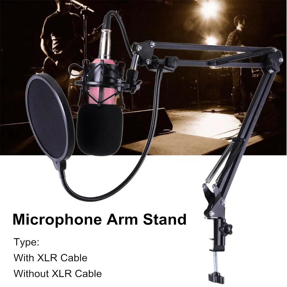 Pro Mic Microphone Suspension Boom Scissor Arm Stand Holder Studio Broadcast Adjustable Angle