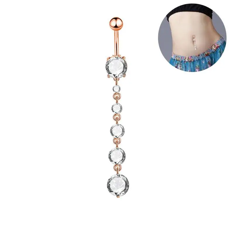 

Fashion Stainless Navel Nail Rose Gold Silver Crystal Belly Button Rings Body Jewelry Popular Female Earrings Body Navel Nail