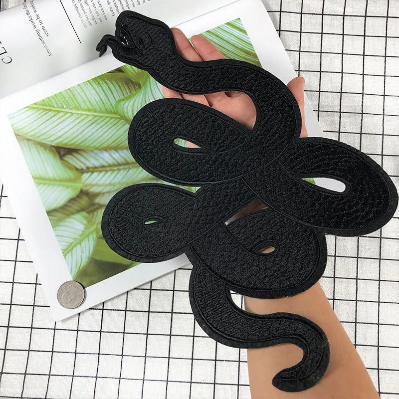 

large Black Snake Embroidery Patches For Clothes Patch Stickers DIY Punk Badges For Clothing Applique Embroidery Dark Parches