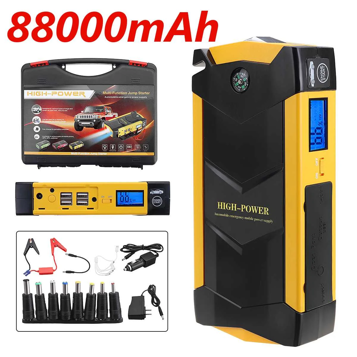82800mAh 12V 4USB High Power Car Battery Charger Starting Car Jump Starter Booster Power Bank Kit For Car Auto Starting Device
