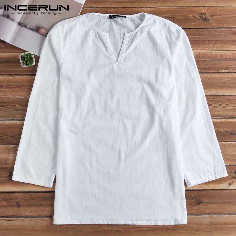 بارد فايكنغ رجل قميص اللباس تونك قطن كم طويل قمصان القرون الوسطى النهضة الذكور قمم Hombre Camisas رداء كورتا