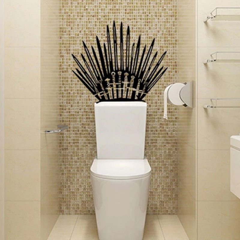 2019 New Iron Throne Funny Toilet Wall Sticker Game of Thrones Stickers for Bathroom Decoration Wall Stickers Decals A