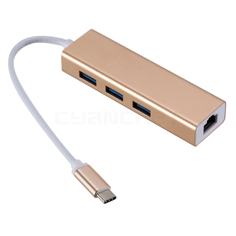 Адаптер type-C Док-концентратор USB-C 3,1 к USB 3,0x3 Ethernet LAN RJ45 сетевая карта конвертер передачи данных для ноутбука MacBook Windows