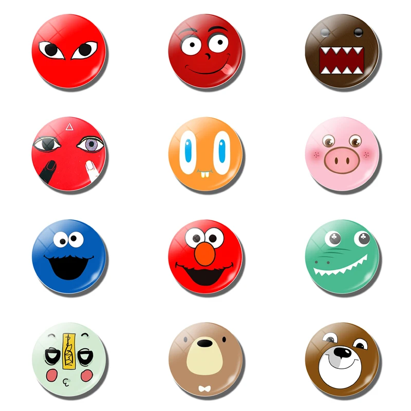 

12Pcs Lovely Cartoon 25MM Fridge Magnet Kawaii Smile Emoji Glass Dome Note Holder Magnetic Refrigerator Stickers Home Decoration