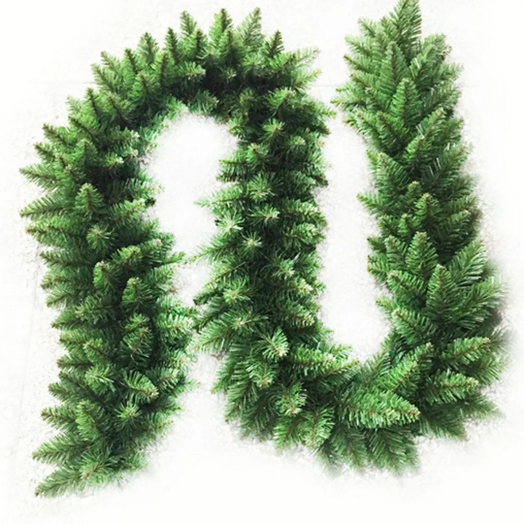 ПВХ длинные зеленые рождественские сосновые гирлянды венок орнамент Рождественский камин дерево декор