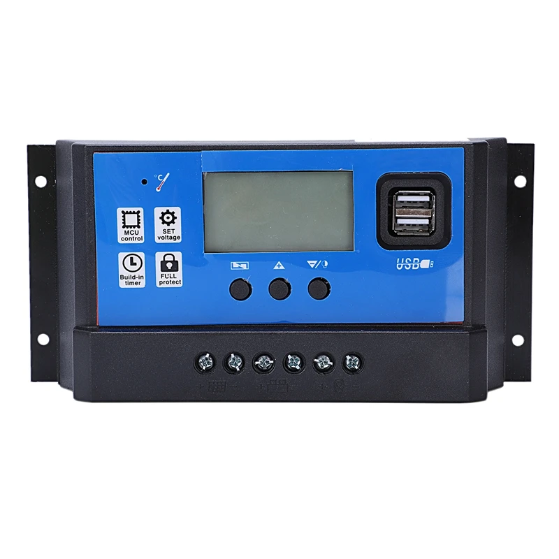 

Solar Charger And Discharger Controller 12V 24V Auto Lcd Display Pv Battery Regulator With Dual Usb 5V