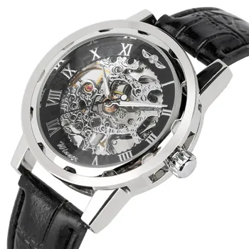 

Mechanical Watch Men Hand Winding Skeleton Watch Business Man Genuine Leather Timepiece reloj masculino Men Watches Gift