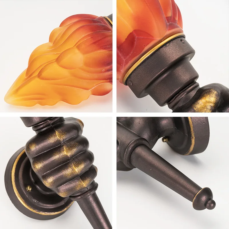 Billige Kreative Retro Industrie Taschenlampe Hand Wand Lampe Emulation Flamme Wirkung Licht für Restaurant Cafe Bar Veranda Gang Treppen Schlafzimmer